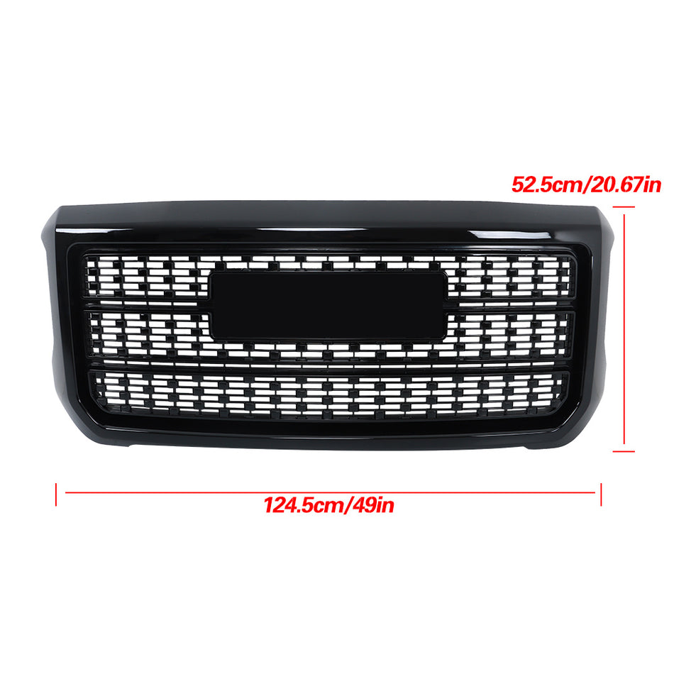 Labwork Front Grille Gloss Black For 2015-2019 GMC Sierra 2500HD 3500HD Denali