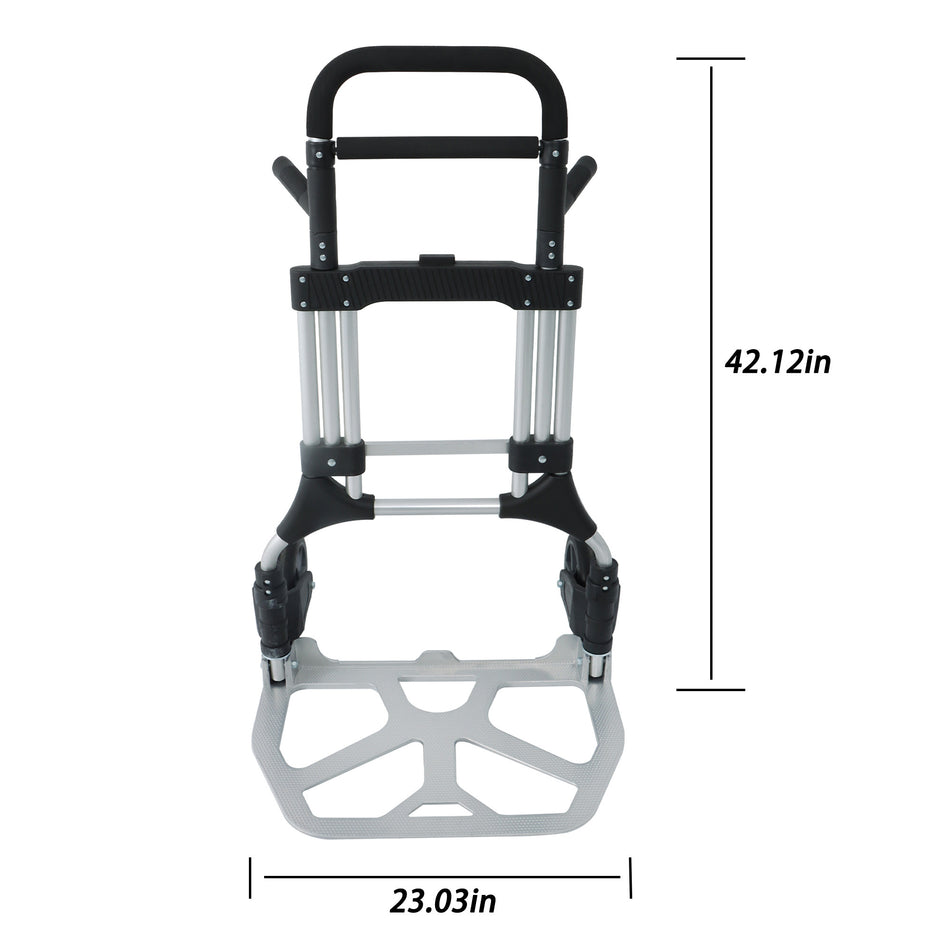 Heavy-Duty Moving Hand Truck Dolly 500lb Capacity W/ 8" Wheels & 2 Elastic Ropes