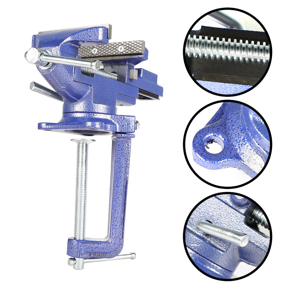 Multi-Functional Portable 360° Swivel Base 2-In-1 Bench Vise For Workbench 3.2"