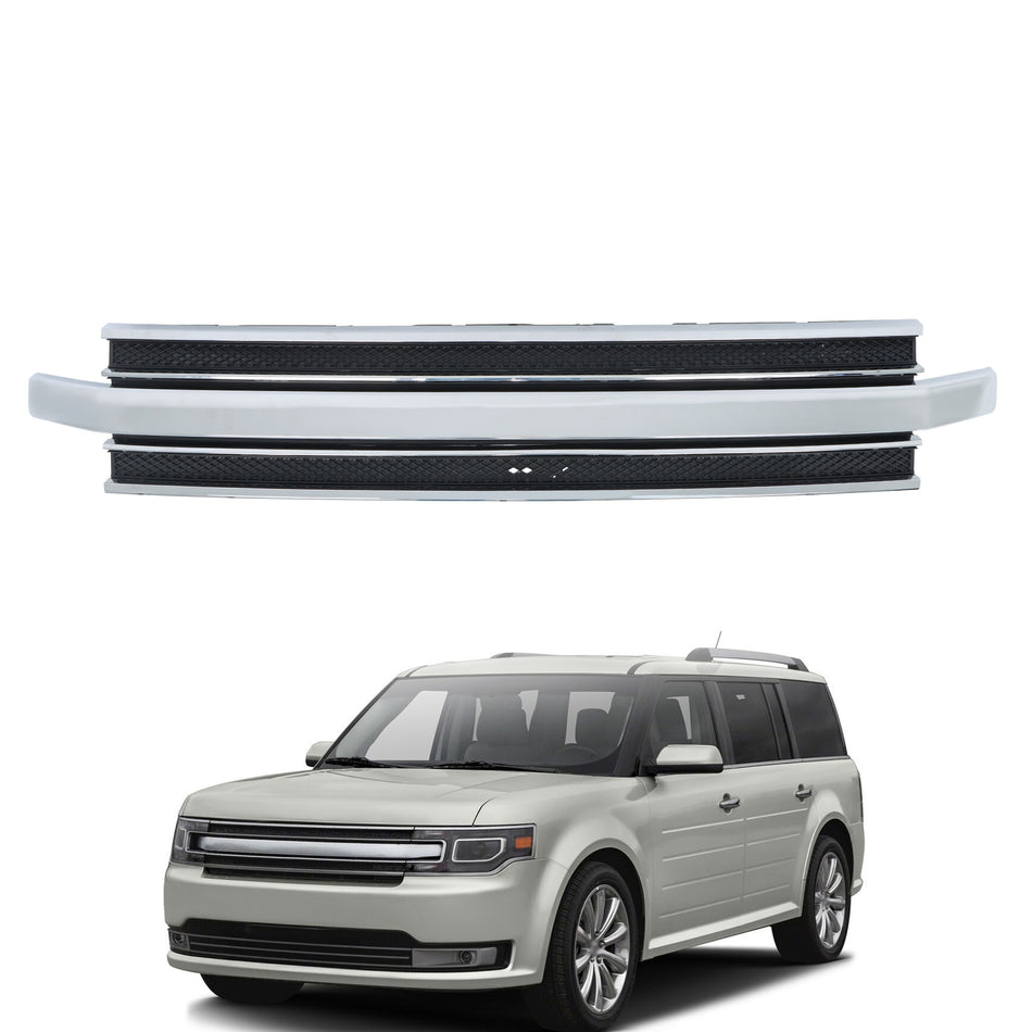 Labwork Front Upper Bumper Grille With Chrome Trim For 2013-2019 Ford Flex