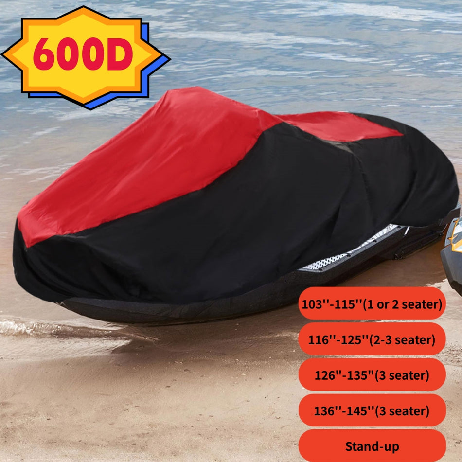Heavy Duty 600D Trailerable Jet Ski Cover 115'' 125'' 135'' 145'' Polyester PWC
