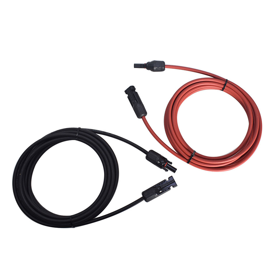 New Black and  Red Solar Panel Extension Cable Wire Connector 12AWG 1 Pair 10ft