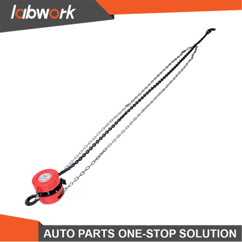 Labwork 2200lbs/1 Ton 8FT/2.4m Lift Manual Hoist G80 Chain w/ 2 Heavy Duty Hooks