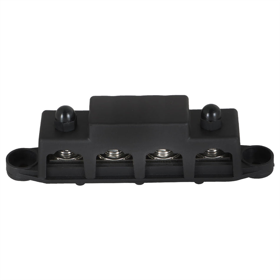 Bus Bar Power Distribution Block 4 Post Busbar 12V 250A With Cover 5/16" Black