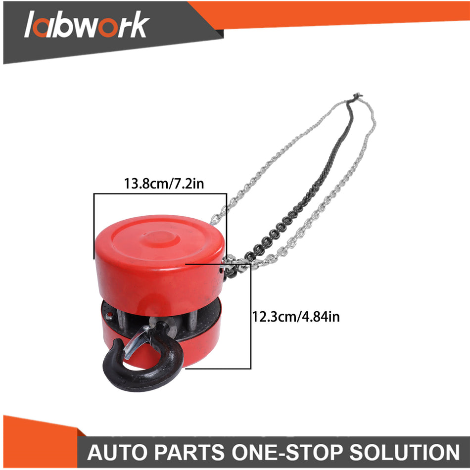 Labwork 2200lbs Capacity 10ft Lift Manual Steel Chain Hoist W/ 360° Swivel Hooks