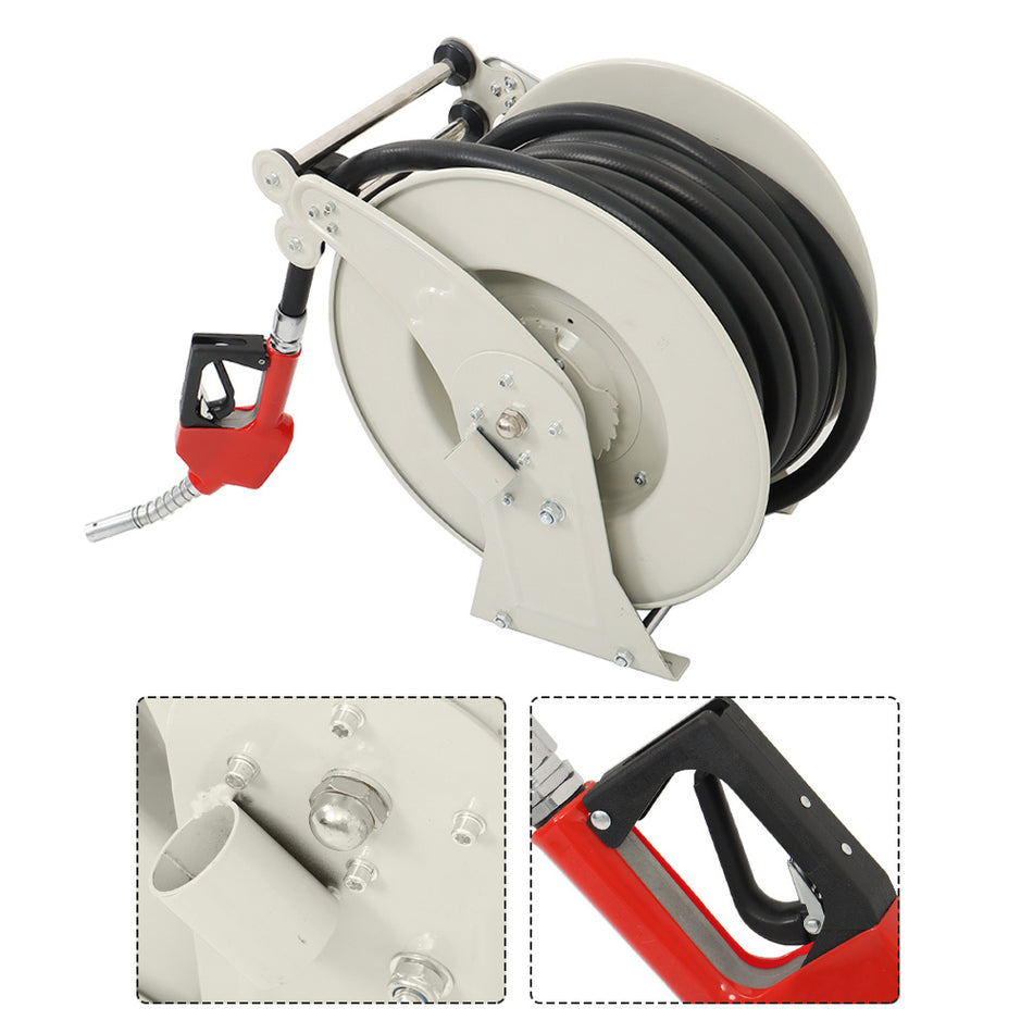 New Fuel Hose Reel Retractable 3/4"x50' Diesel Hose Reel With Auto Refueling Gun