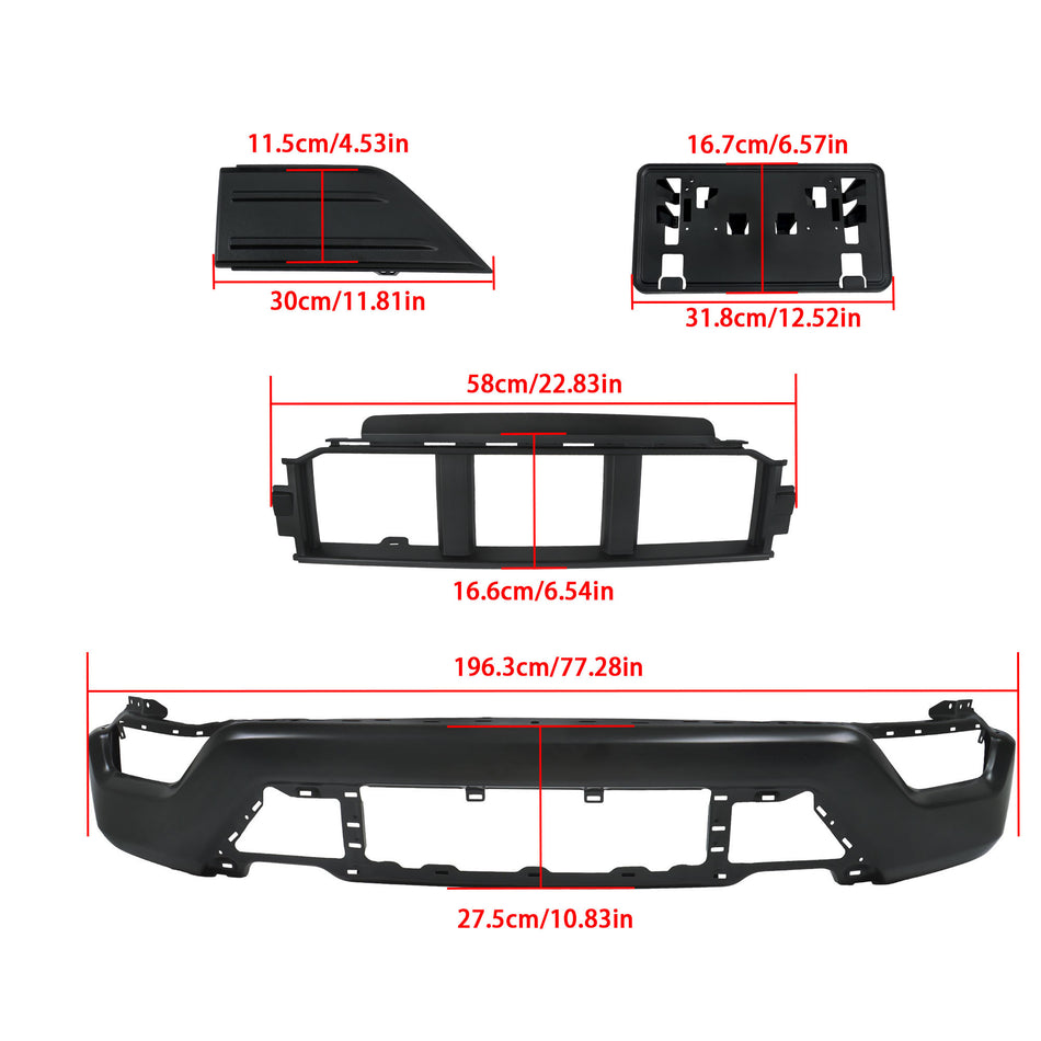Labwork 5PCS For Ford F150 2021-23 Black W/o Sensor Hole Front Bumper Face Bar