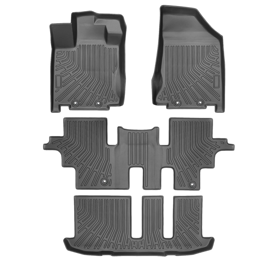 4-Piece 3D TPE Floor Mats Set  (1st, 2nd & 3rd Row) for  2013-2020 Nissan Pathfinder & 14-20 Infiniti QX60
