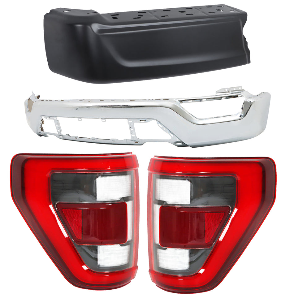 Labwork Left+Right Tail Lights&Front&Rear Left Bumper For 2021-2023 Ford F-150