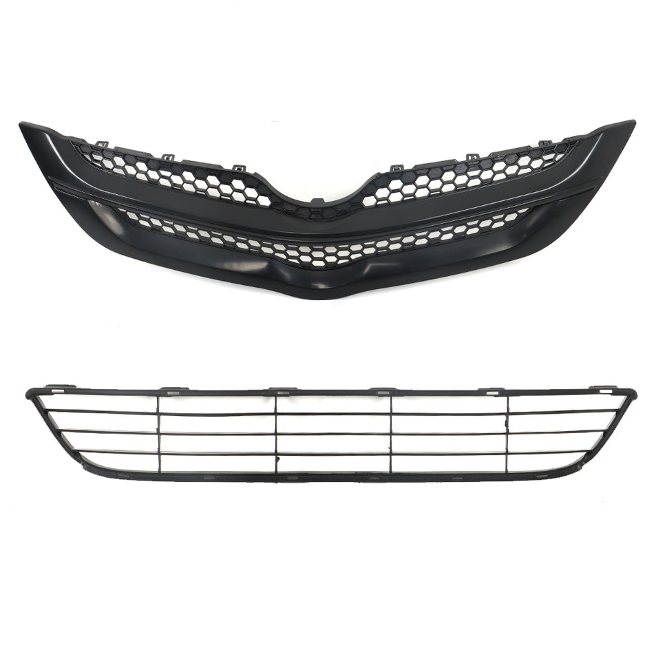 Labwork Front Bumper Upper&Lower Grille Assembly Set For 2007-2008 Toyota Yaris