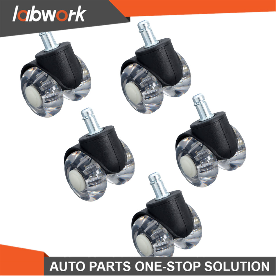 Labwork 5 Pack  2Inch Heavy Duty Office Chair Caster Rubber 360°  Swivel Wheels