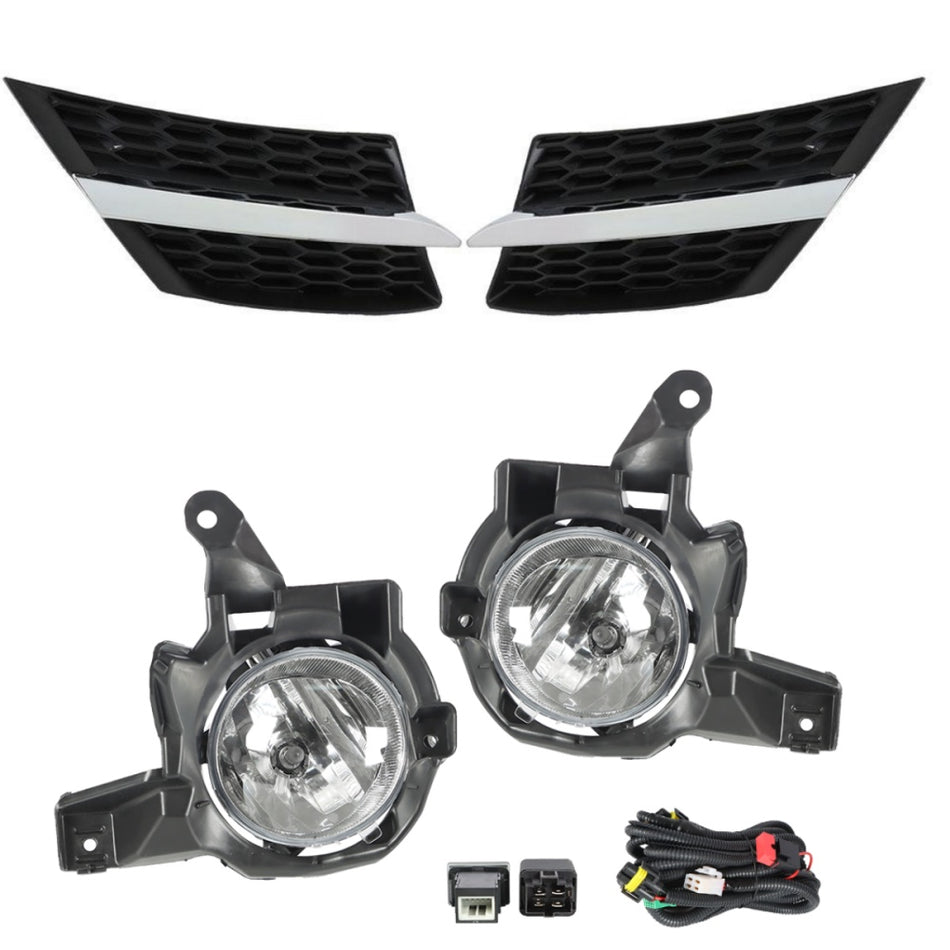 Labwork Left&Right Side Fog Lights+Front Grille For 2013-2015 Toyota RAV4 Clear