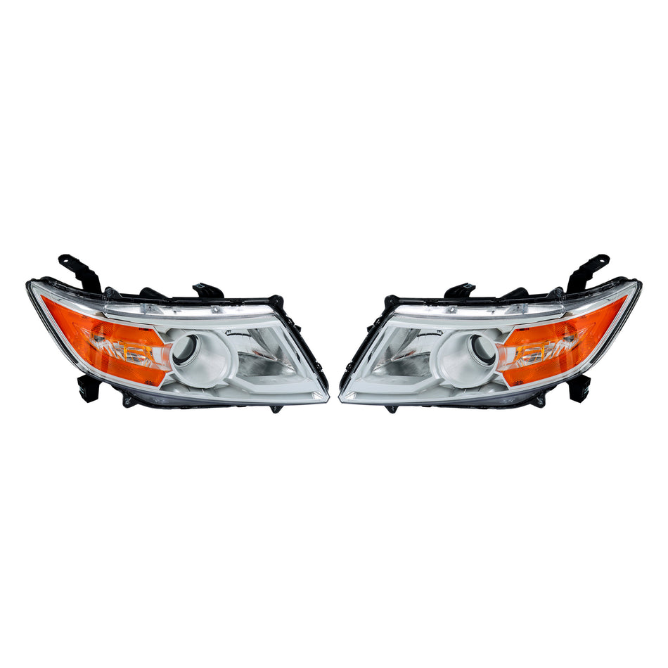 Labwork LH+RH Headlights For Honda Odyssey 2011-2017 Halogen Chrome Amber Corner