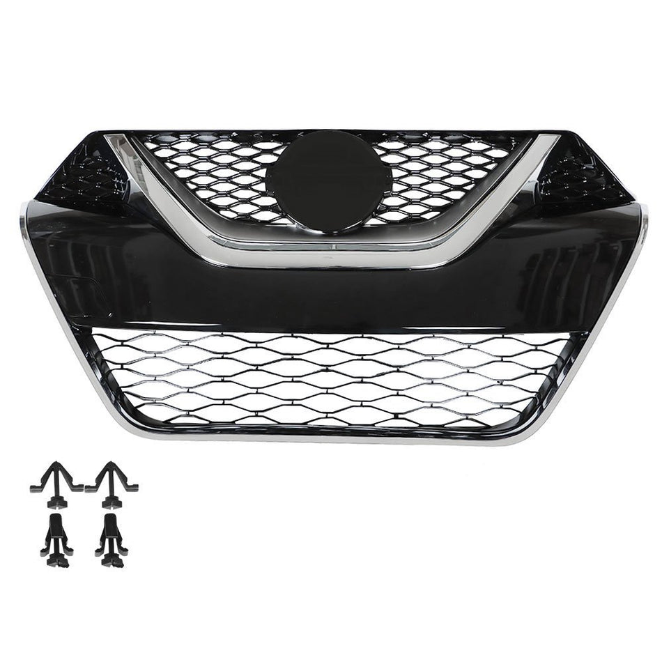 Labwork Front Bumper Grille Chrome+Black For Nissan Maxima 2016-2017 Plastic