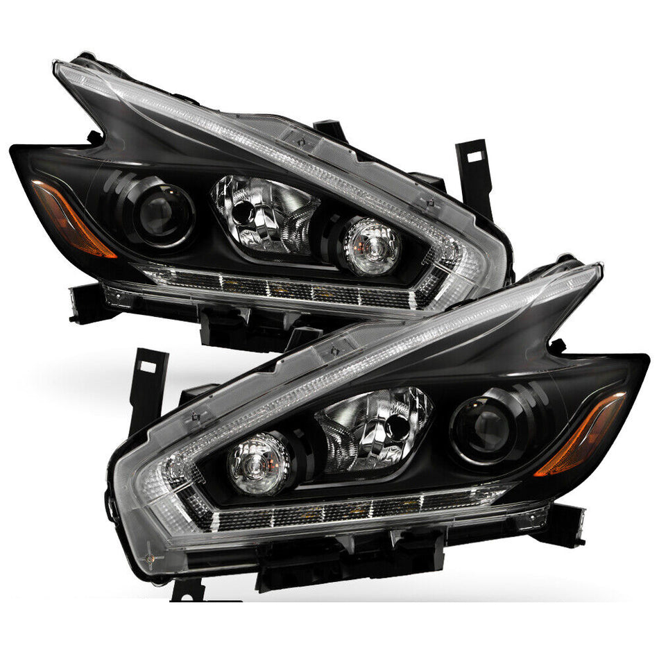 Labwork LH+RH Headlight For 2015-2018 Nissan Murano Halogen LED DRL Full Black