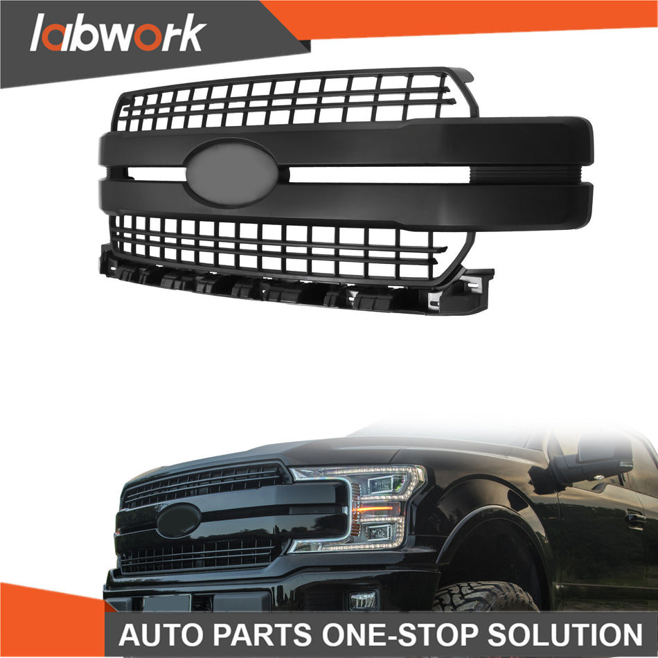 Labwork Front Bumper Grille Grill Matte Black For Ford F-150 Lariat 2018-2020