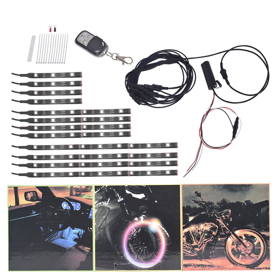 For  Davidson 12pcs Motorcycle ATV RGB LED Neon Under Glow Light Strip new