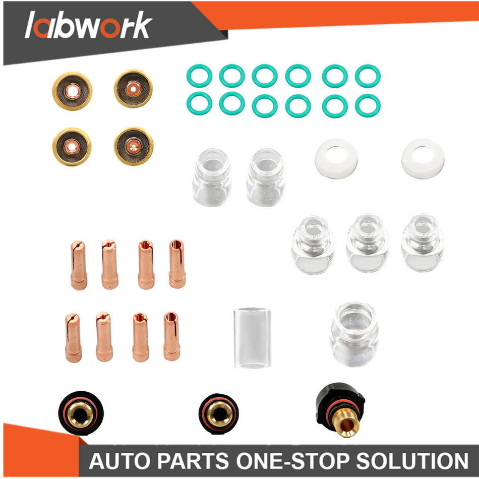 Labwork 36pcs TIG Welding Torch Accessories Stubby Gas Lens for WP-17/18/26