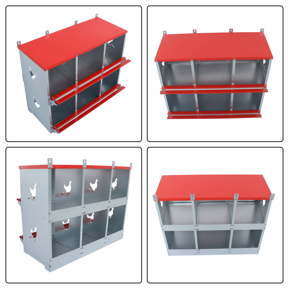 Chicken Nesting Box, 6 Compartment Nesting Box, 6 Room Metal Nesting Boxes