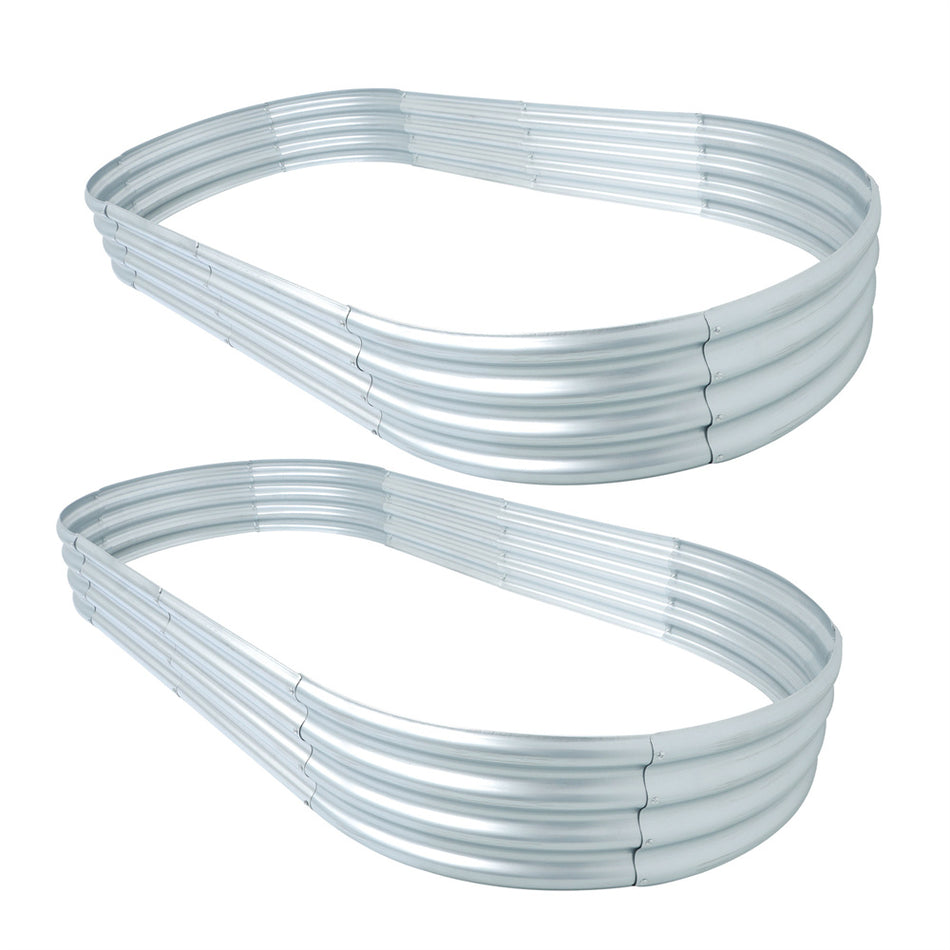 2Pcs 8×4×1 ft Galvanized Planter Boxes Outdoor For Vegetable Flower Garden Bed