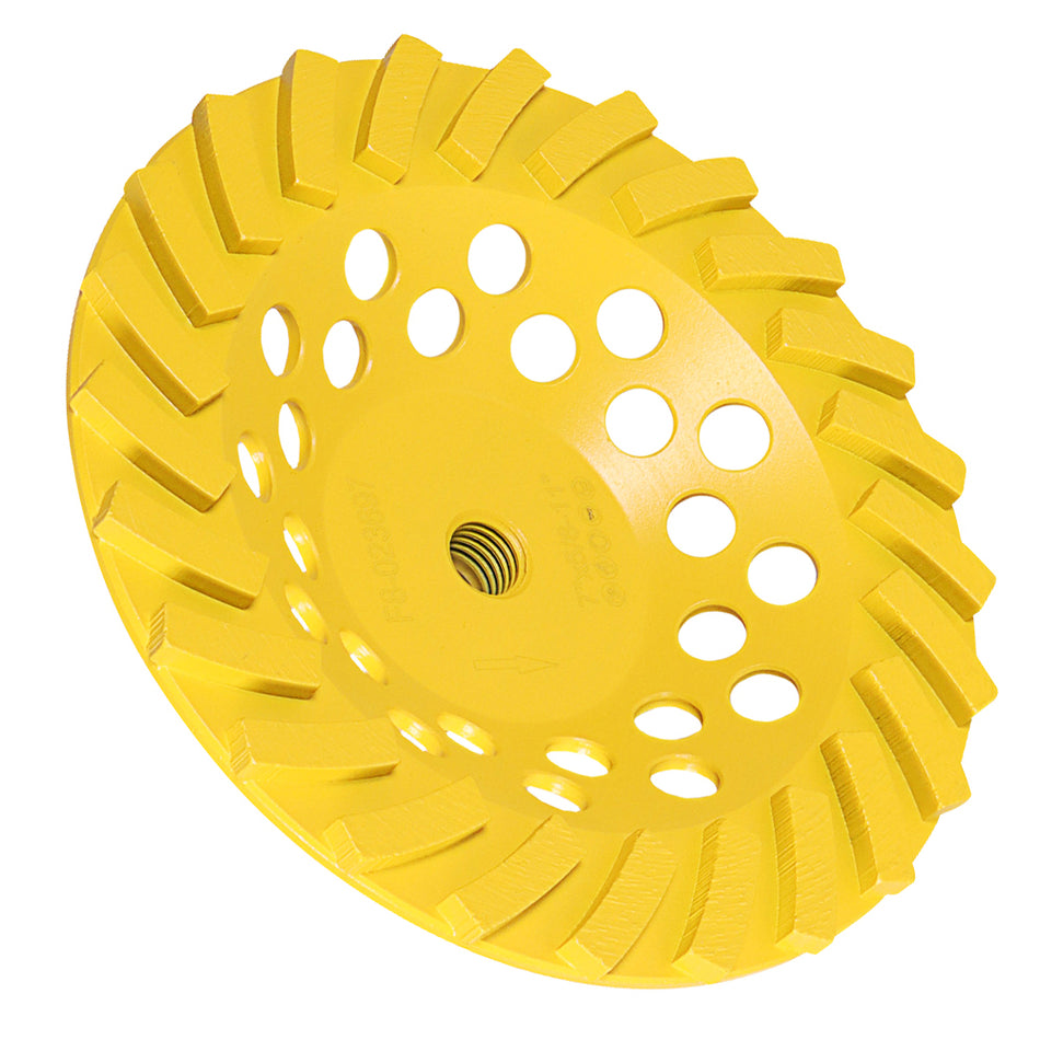 Yellow Grinding Wheel 7-Inch Diamond Cup Concrete Arbor 5/8 - 11-Inch RPM 8600