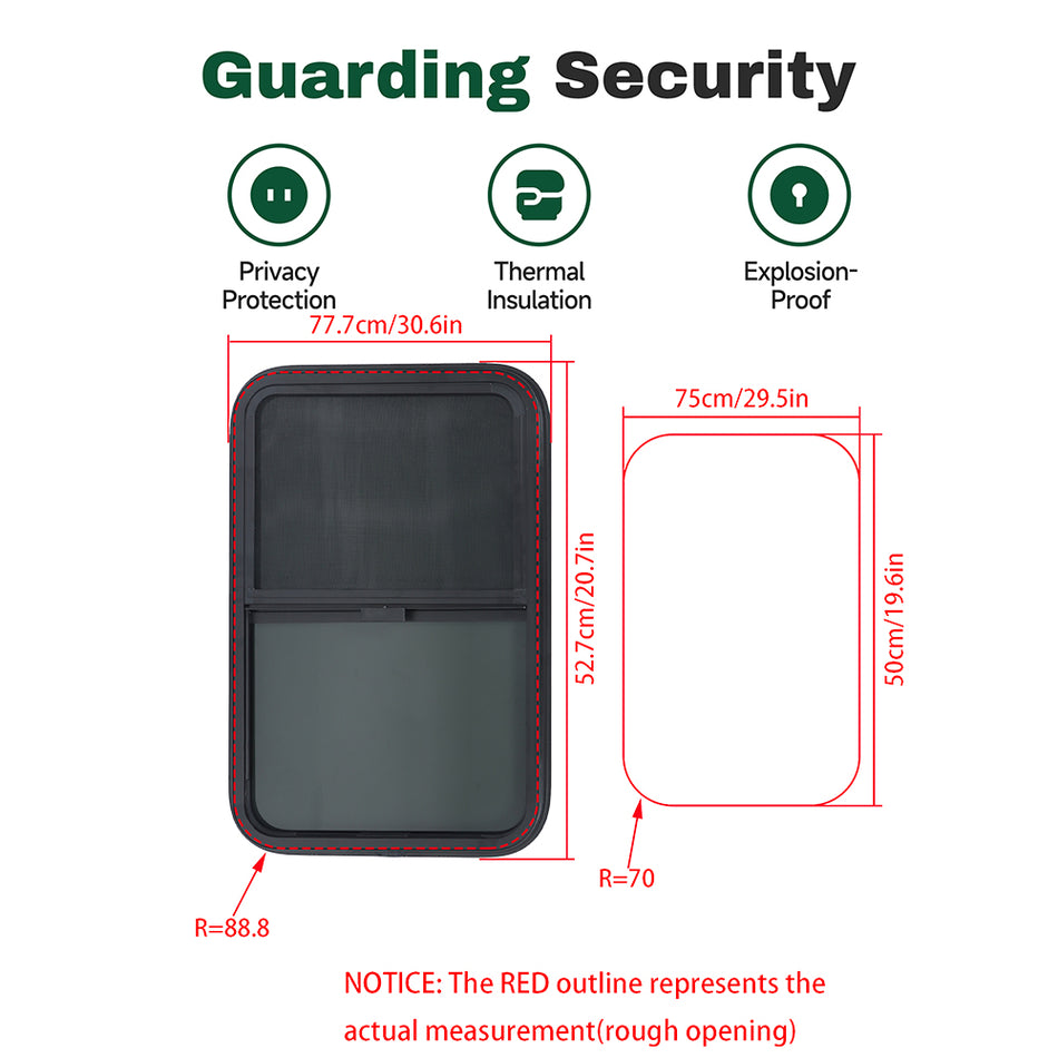 Labwork 30"W x 20"H RV Horizontal Slide Window with Net Screen and Trim Ring