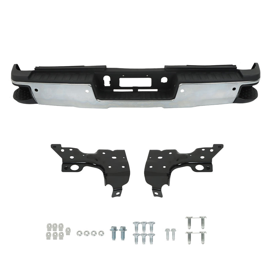 Labwork Rear Bumper Chrome For Silverado Sierra 2500 3500 2015-2019 Steel W/Park