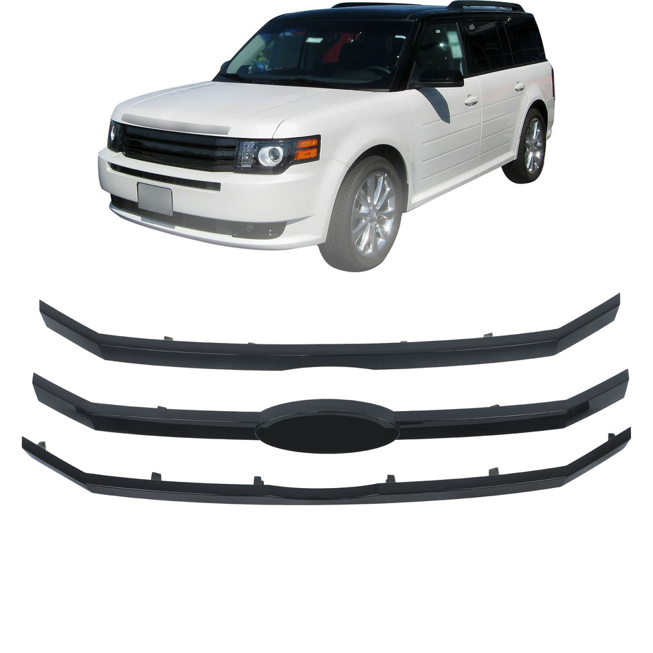 Labwork Front Upper Grille Bars Only Black For 2009 2010 2011 2012 Ford Flex