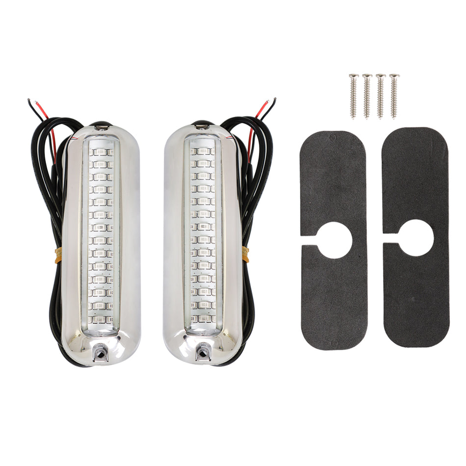 2X Blue 316 Stainless Steel Pontoon Underwater BOAT MARINE Transom LIGHTS 42LED