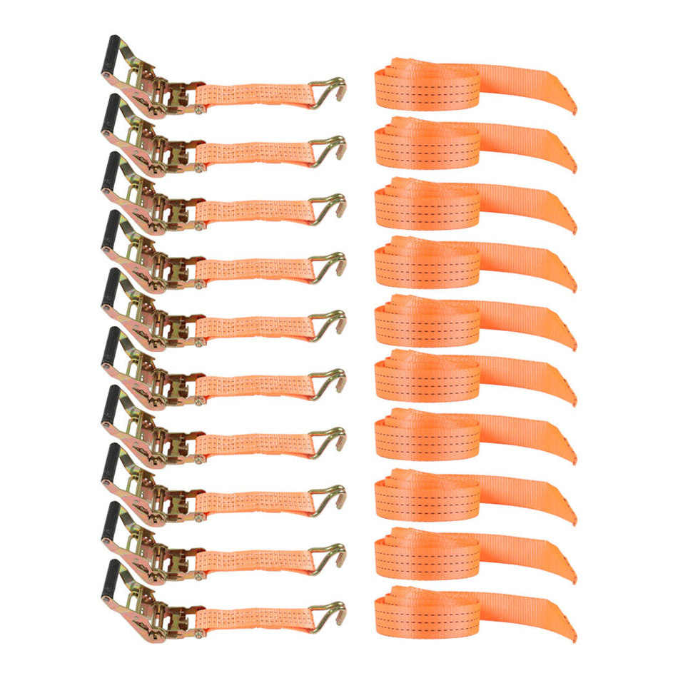 10-Pack 1.5"x15' 4000 lbs Ratchet Straps J-Hook Heavy Duty Polyester Tie Downs