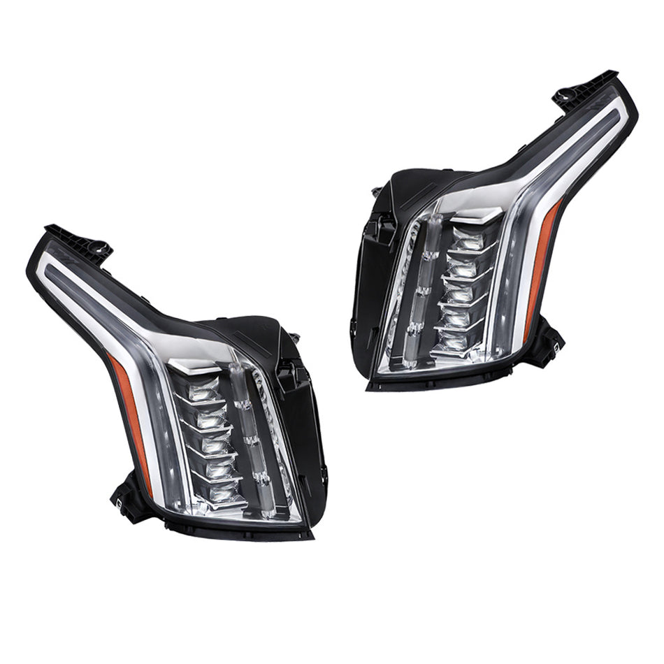 Labwork RH+LH Headlights For 2015-2020 Cadillac Escalade LED Black Housing Clear