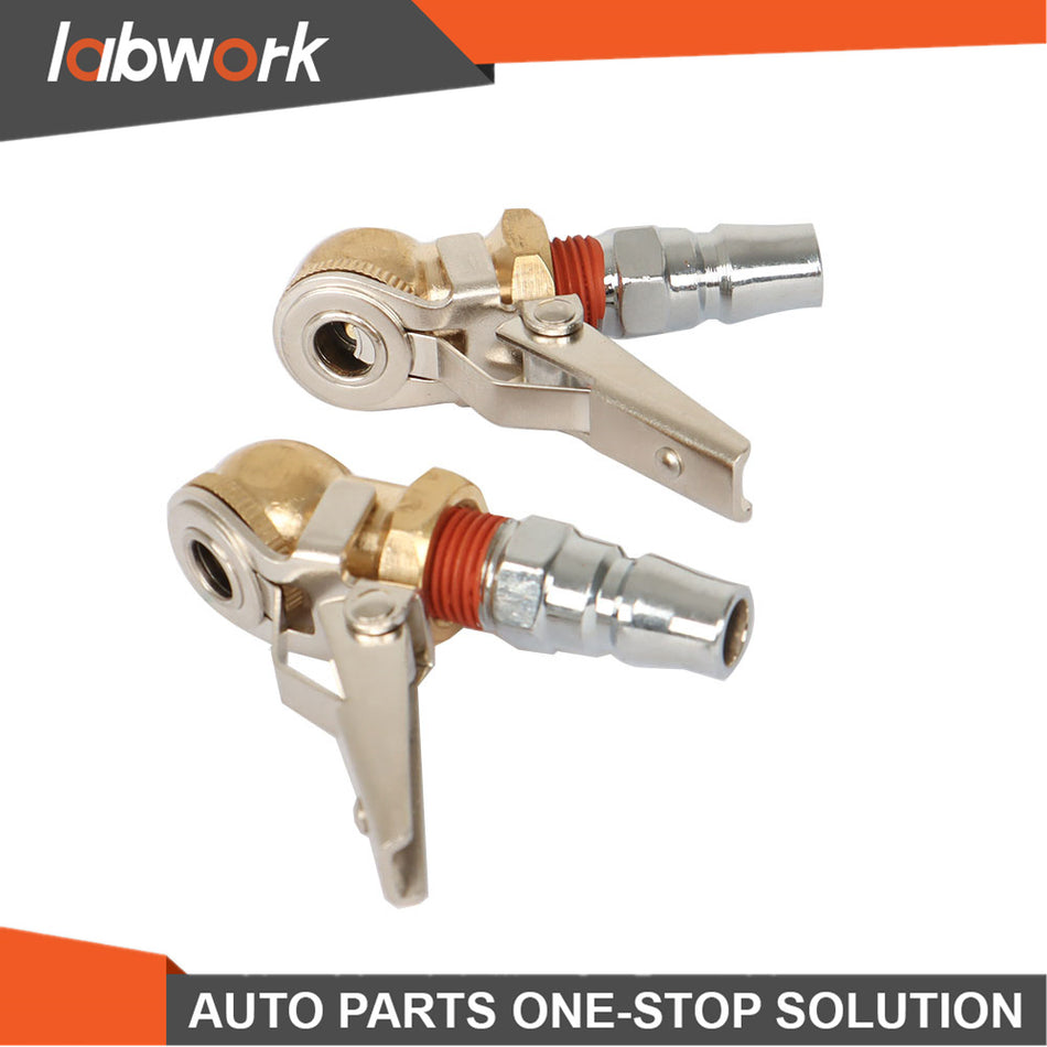 Labwork 2Pack Closed Ball Tire Chuck with Clip 1/4" FNPT Locking Air Chuck
