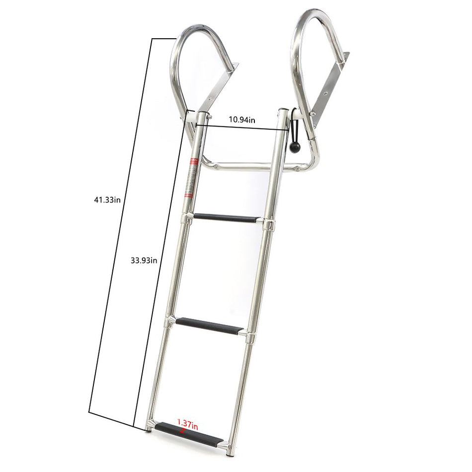 3 Steps Boat Ladder Stainless Steel in-Board Telescoping Folding Dock Ladder