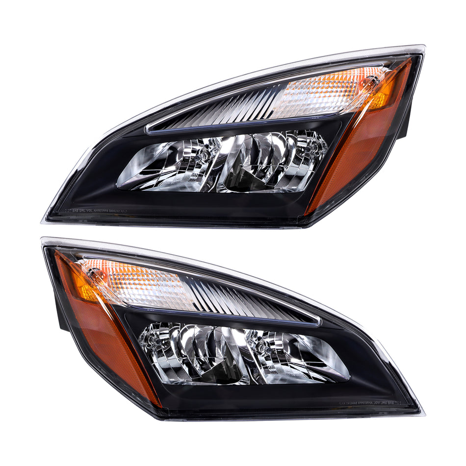 Left and Right Headlights Replacement for Cascadia 2018-2023 Halogen With bulbs A6601512002 A6601512003