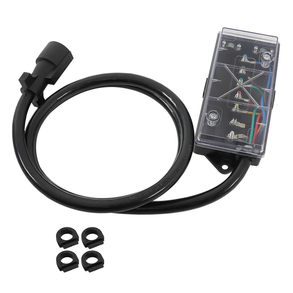7 Way Trailer Wiring Upgrade Kit w/ Junction Box & RV Style Connector 6' Cable