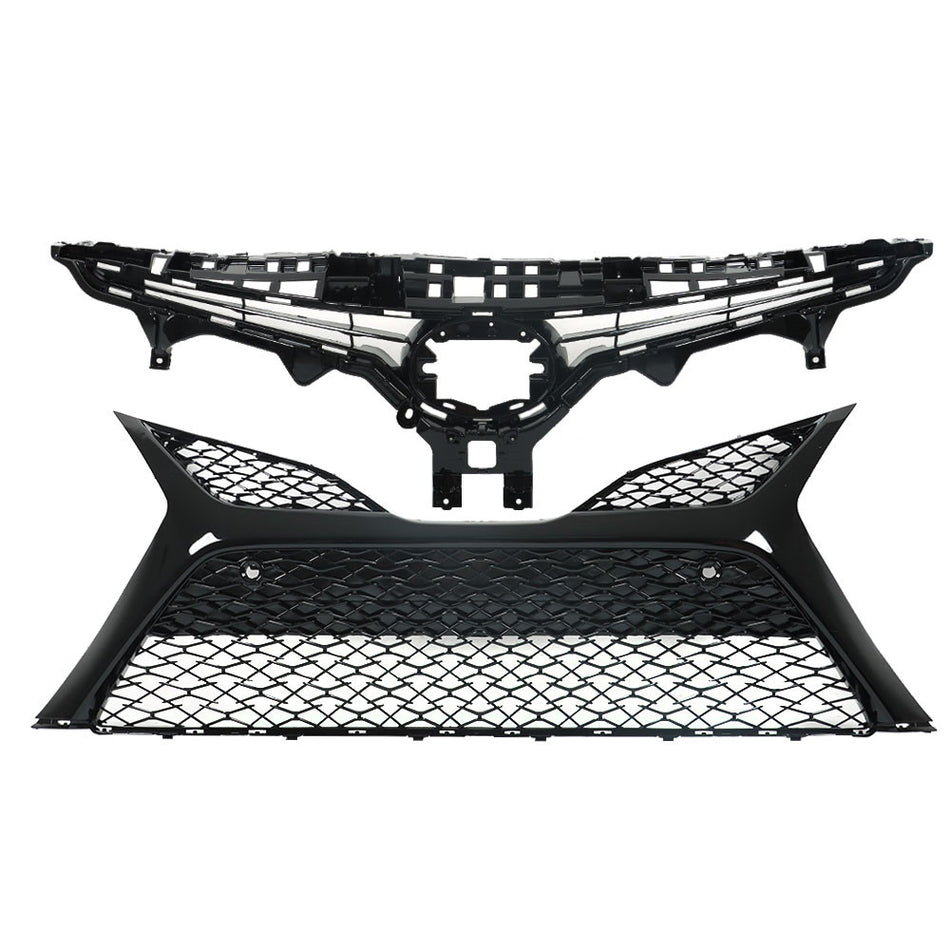 Labwork 2pc Front Upper Lower Bumper Grilles For 2018-2020 Toyota Camry SE XSE