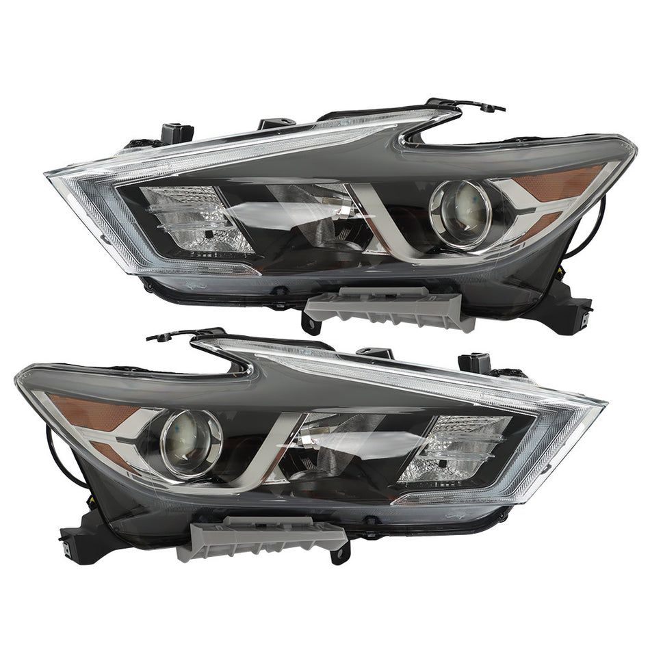 Labwork Left+Right Headlight For 2016-18 Nissan Maxima S/SL/SV Halogen w/LED DRL