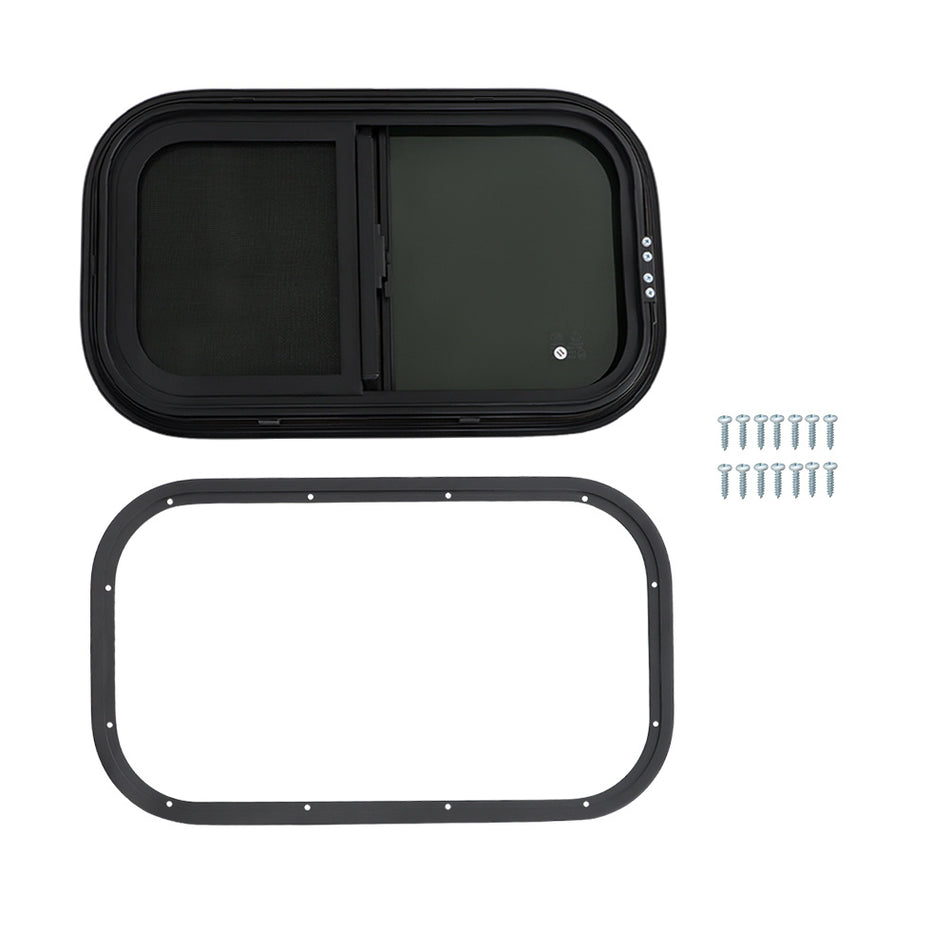 Labwork RV Camper High Privacy 24"x15" Horizontal Sliding Window with Trim Ring