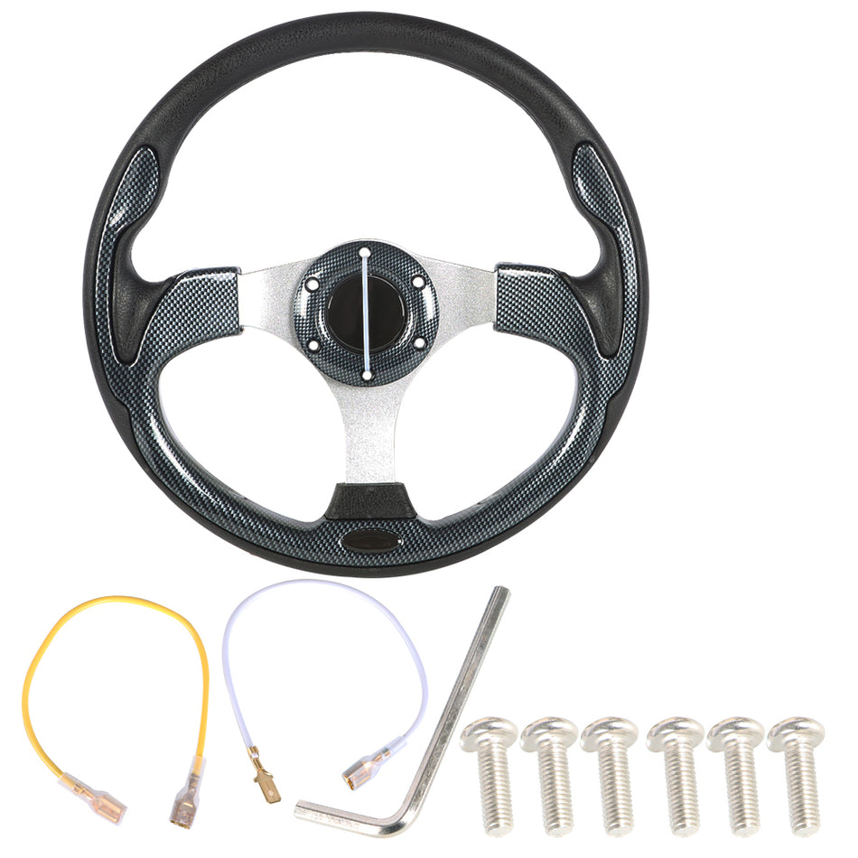 Carbon Fiber Steering Wheel+Score Card Holde For Yamaha EZGO Club Car Golf Cart