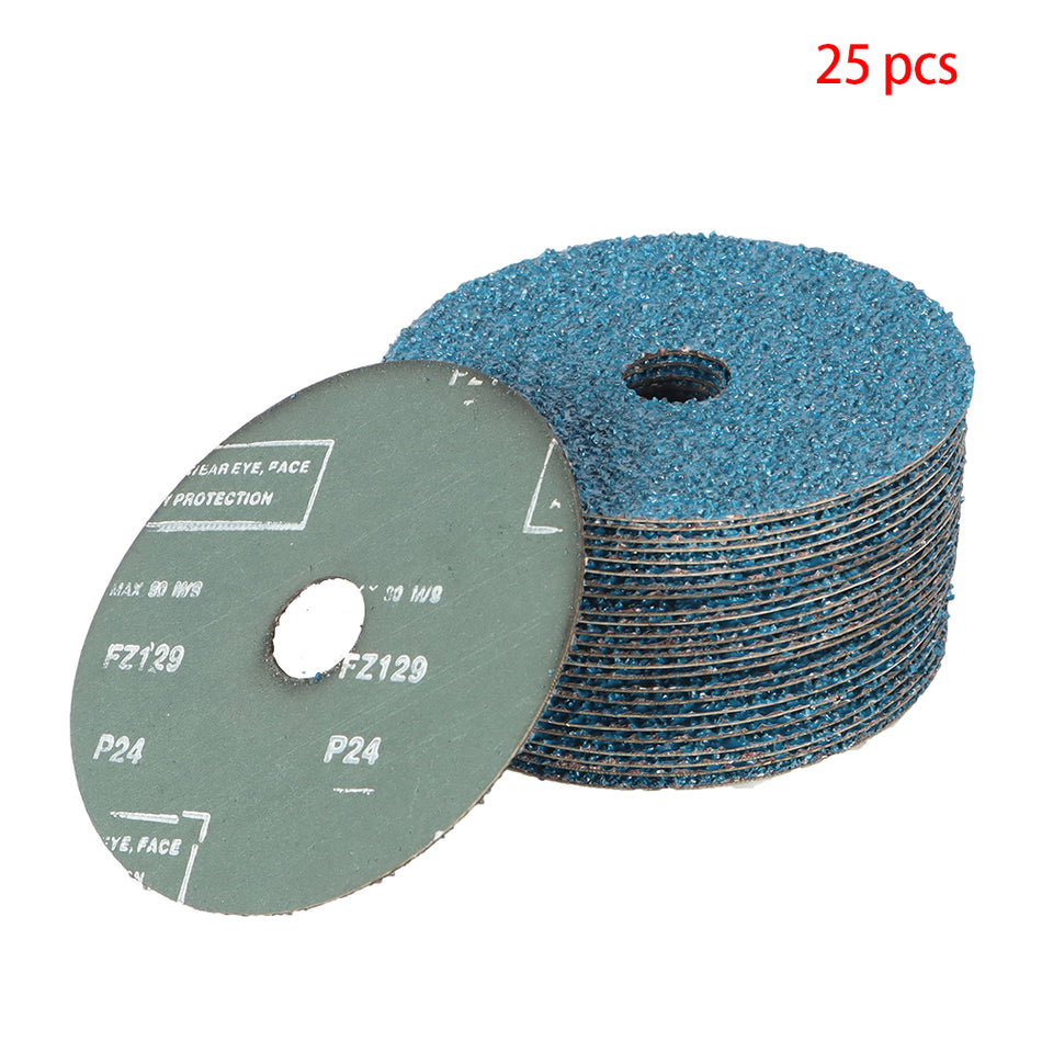 24 Grit 5" x 7/8" Zirconia Resin Fiber Grinding And Sanding Discs 25 Pieces