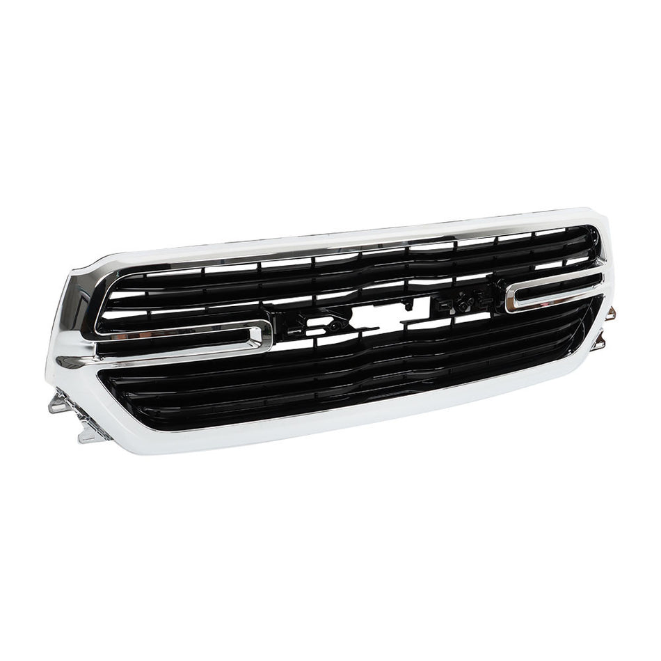 Labwork Front Chrome Grille Grill Assembly Black Trim For 19-22 Dodge Ram 1500