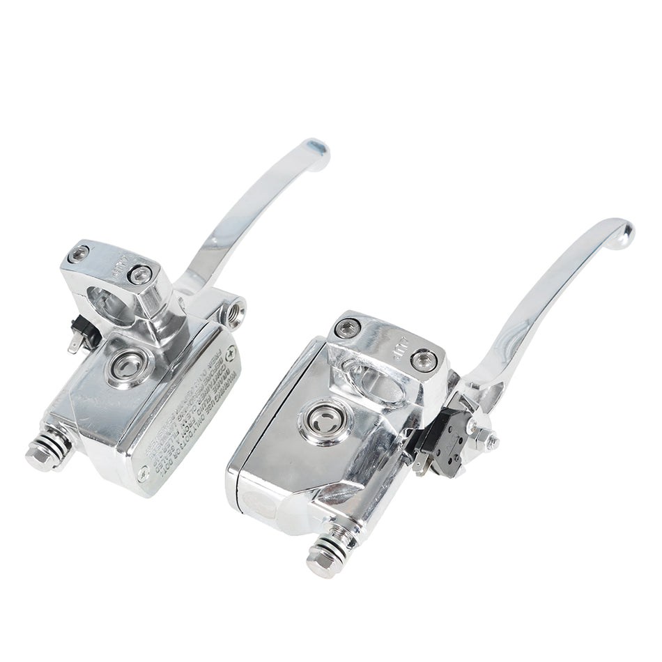 1" Motorcycle Handlebar Hydraulic Brake Master Cylinder & Clutch Lever Chrome