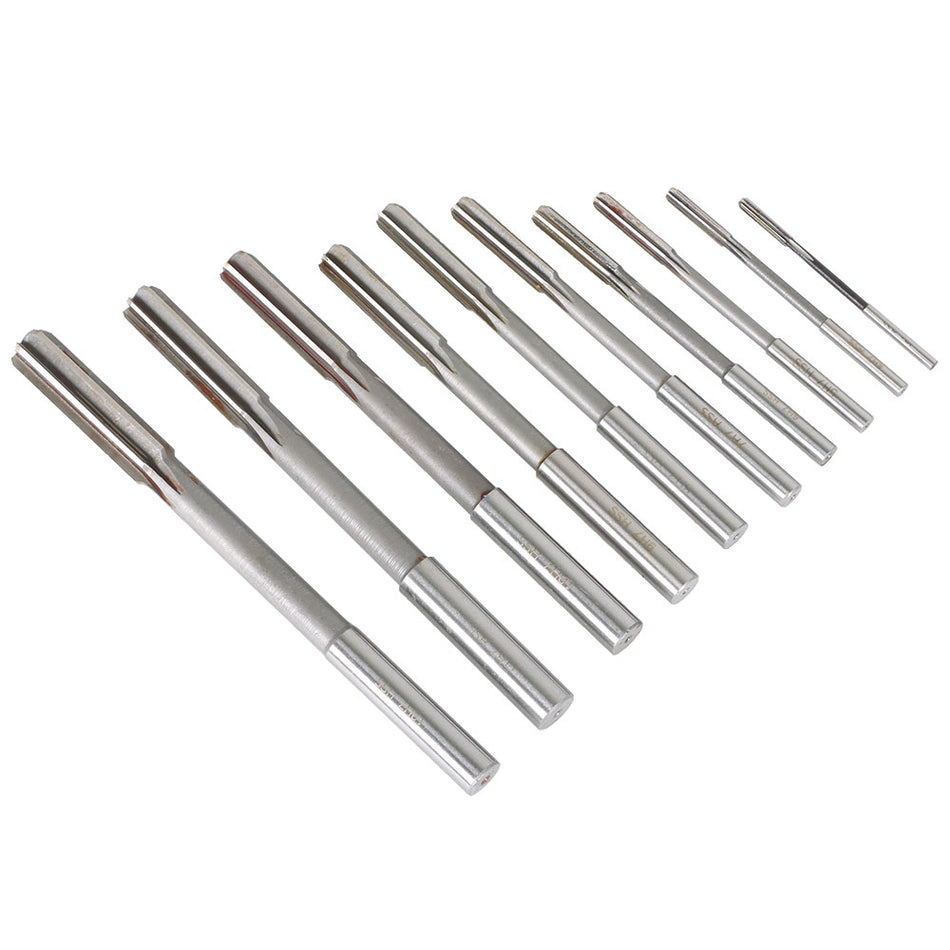 10Pcs Machine Reamer Set,HSS H7 Straight Flute Chucking Reamer Milling Cutter