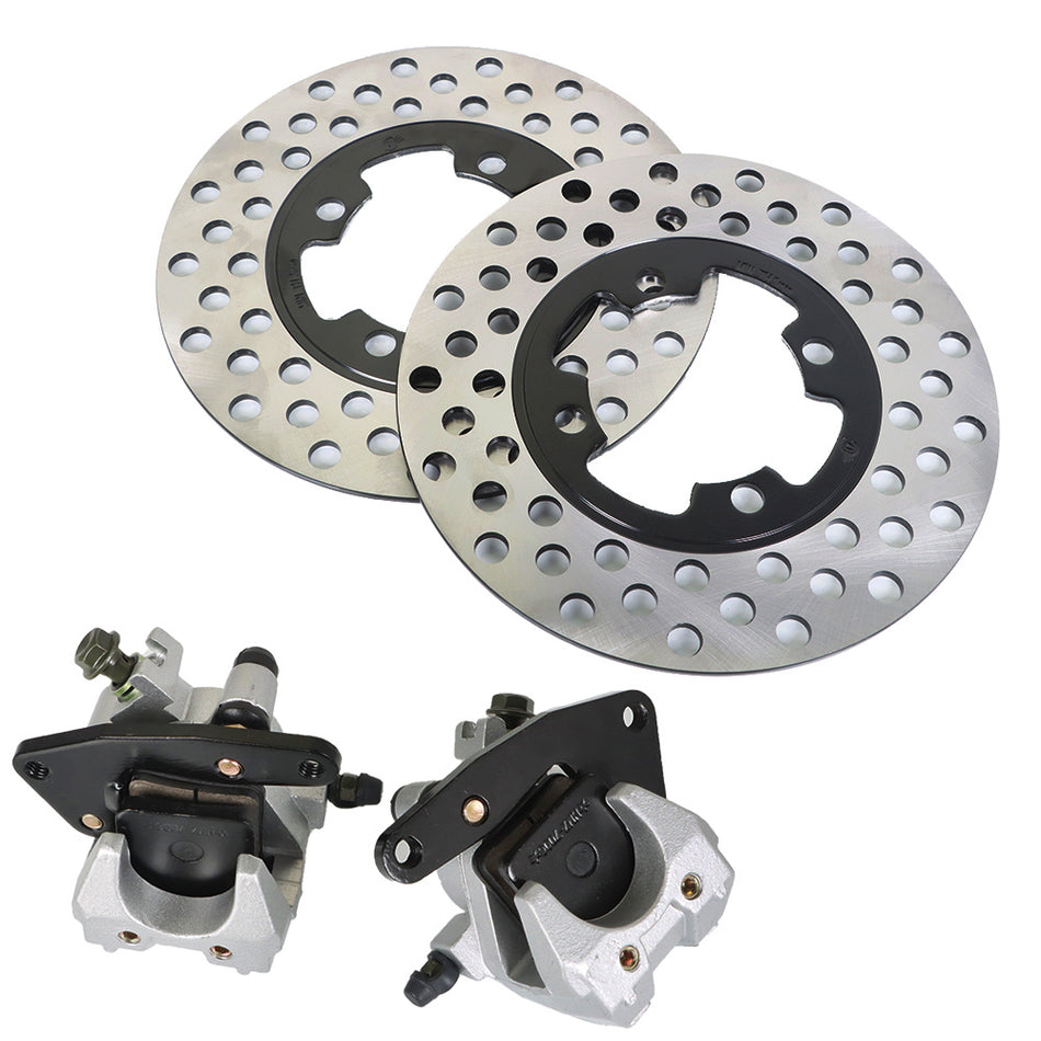 Front Brake Calipers & Brake Rotors For 2007-2014 Yamaha Grizzly 350 400 YFM400