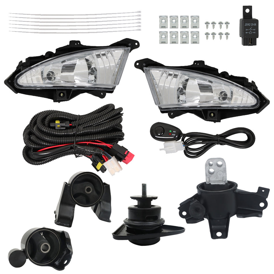 Labwork RH+LH Fog Light&Engine Motor Mount For 2007-2009 2010 Hyundai Elantra