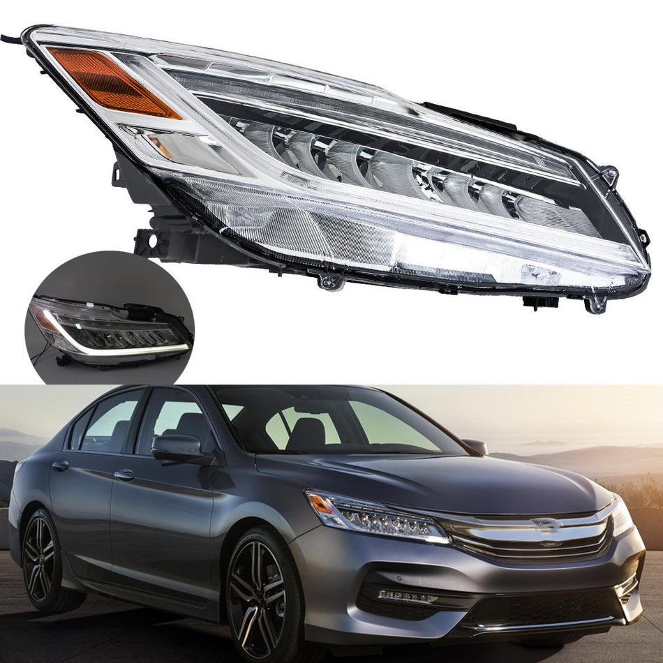 Labwork Right LED Headlight Headlamp Fit For Honda Accord Sedan 2016-2017 Chrome