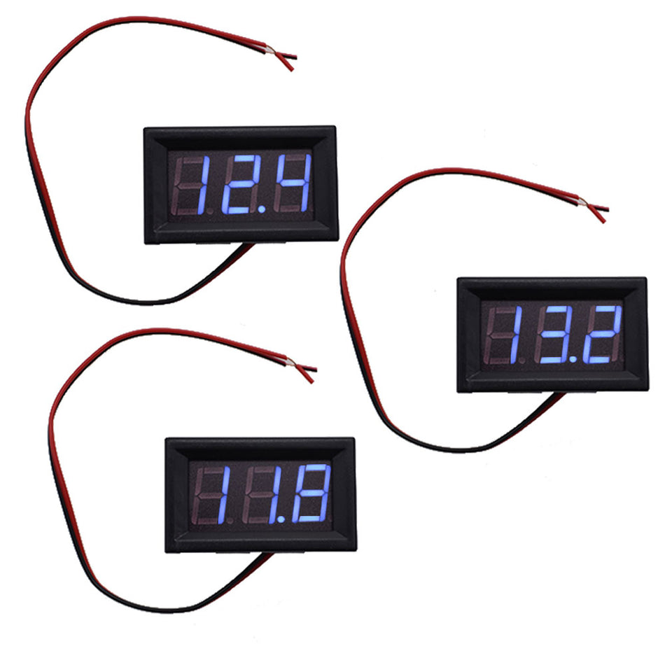 3× DC 4.5-30V Blue LED 3Digital Display Voltage Meter Voltmeter Panel Motorcycle