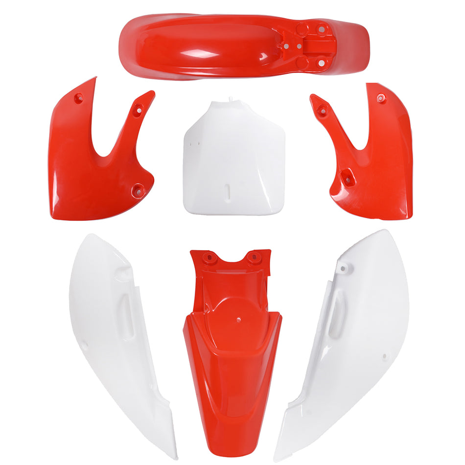 Plastic Fender Fairing Kit For Kawasaki KLX110 2002-2009 Red&White