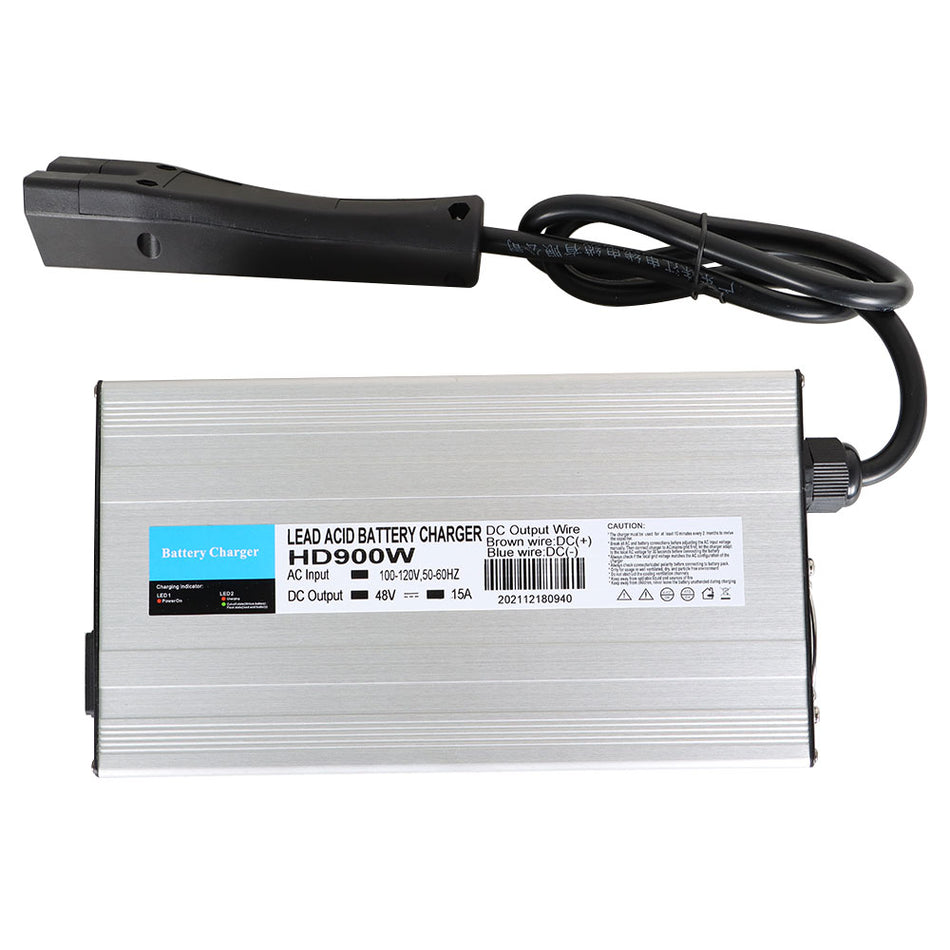 48V 15A Battery Charger w/ RXV Plug and LED For Club Car EzGo Yamaha Golf Cart