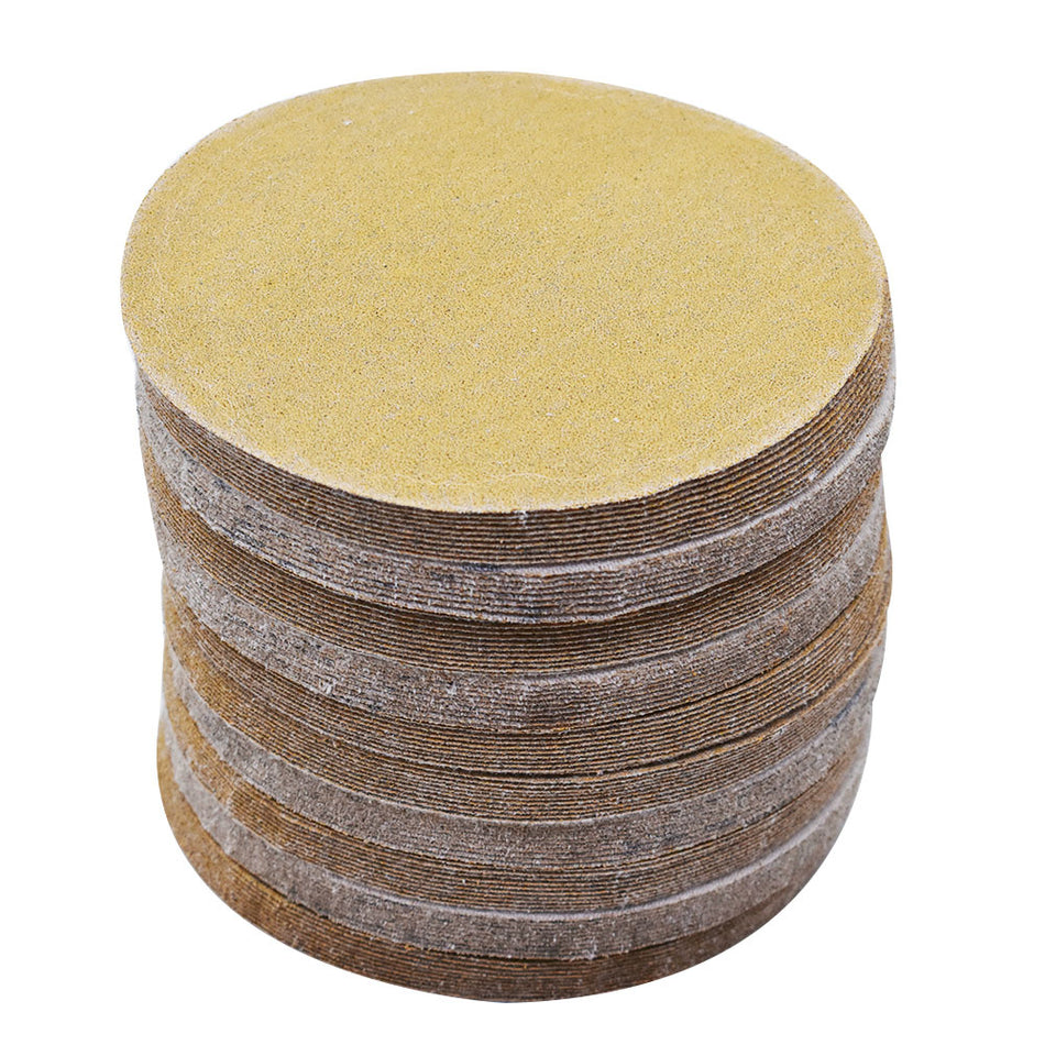 100 Pcs 5" 180 Grit NO-Hole Hook Loop Pads Sanding Discs Flocking Disc